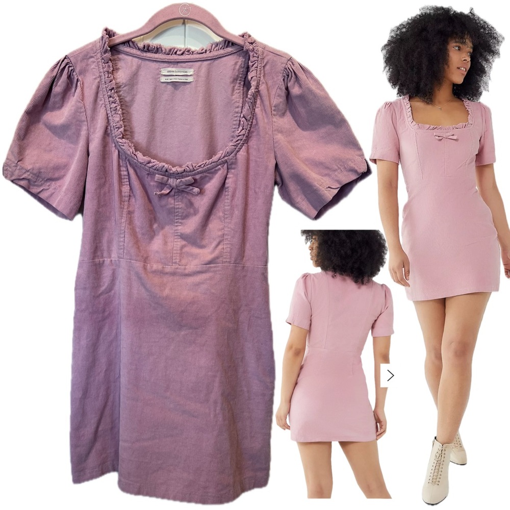 Urban Outfitters Claudia Corduroy Square-Neck Mini Dress Sz Medium